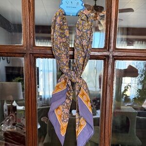 Sunday State Floral Paisley Hair Scarf Bandana Blue Yellow‎ Boho Accessory NEW